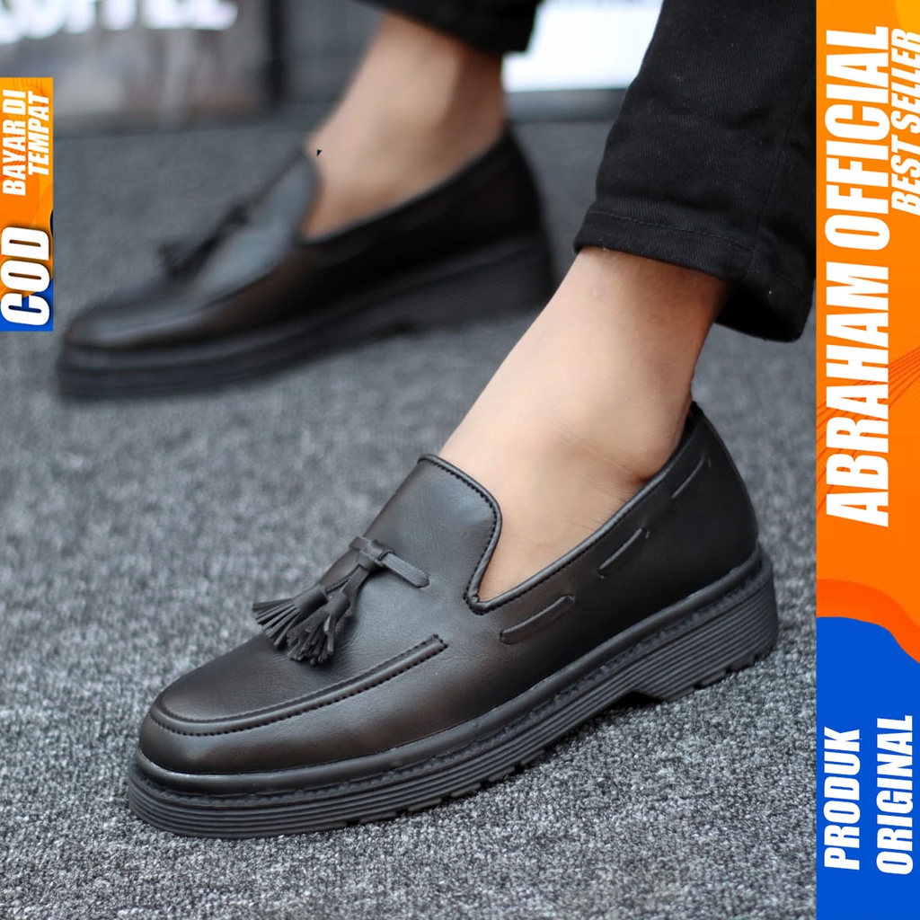 Sepatu Pantofel Kerja Formal Docmart Hitam Pria Abraham Lulja