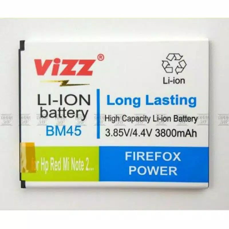 BATERAI BATRE BATTERY VIZZ DOUBLE POWER BM45 FOR XIAOMI REDMI NOTE 2