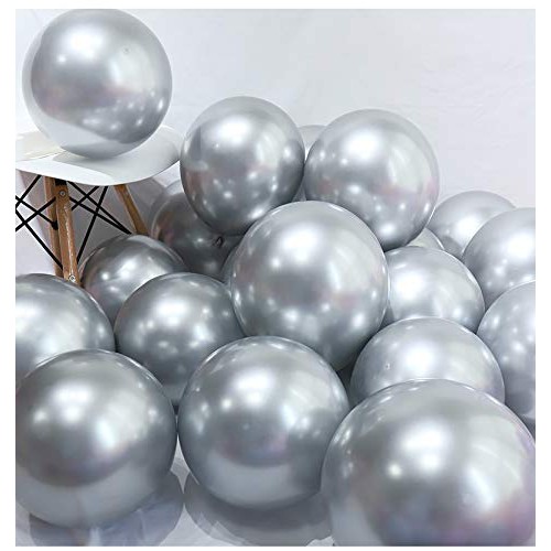 {isi 10 pc} Balon Chrome Tebal Warna Gold Silver 12 Inch Berkilau Metalik