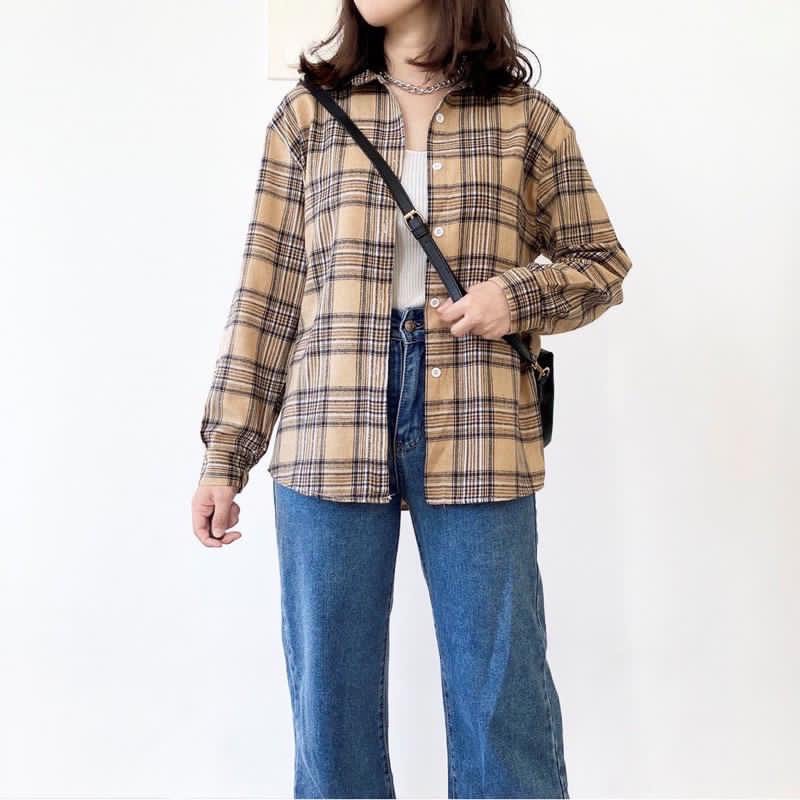 MERYYL FLANEL SHIRT / KEMEJA WANITA-CREAM