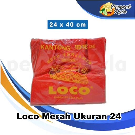 Kantong Plastik Kresek Loco Tebal Merah 500 gram ukuran 24