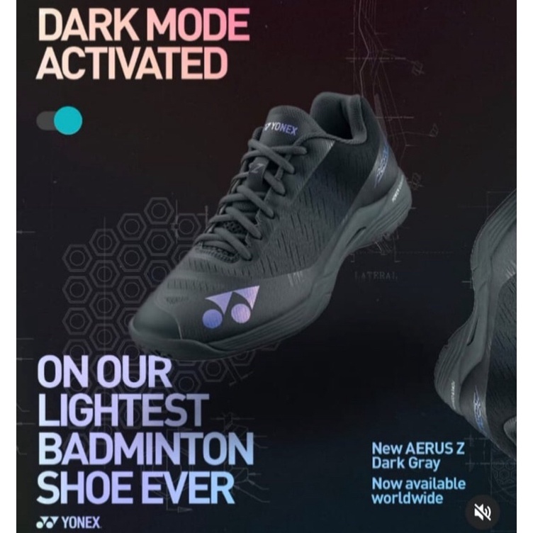 Sepatu Badminton yonex aerus z man Black / Dark grey Original