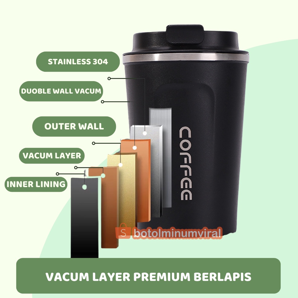 Tumbler Mug Stainless Thermos Coffee Gelas Kopi Portable 380ml Termos Premium