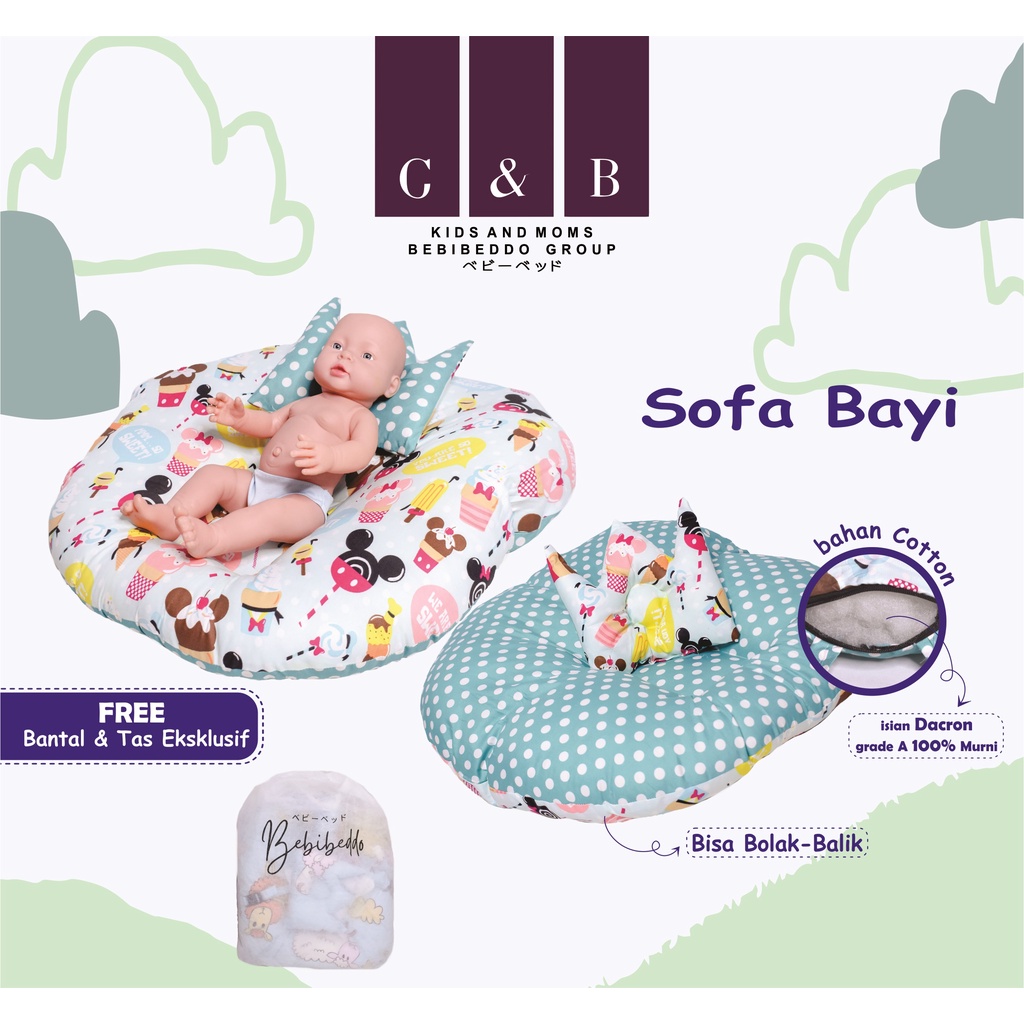 Sofa bayi / baby launger FREE bantal mahkota bayi dan tas