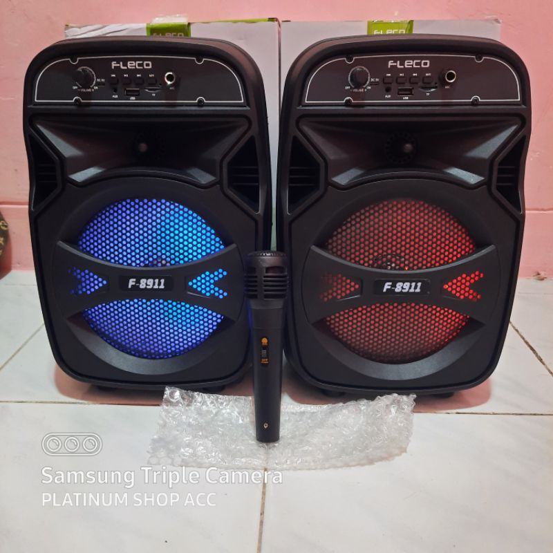 Speaker Bluetooth Fleco F9810/F8911 Free mic Karaoke/Subwoofer 8Inch Salon Aktif Wireless Multimedia