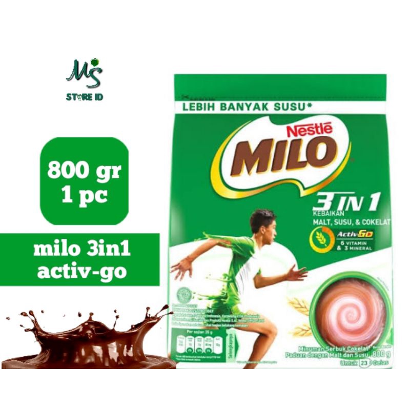 

Milo 3in1 ACTIV-GO 800gr Pouch Nestle Susu Bubuk Rasa Cokelat Susu Pertumbuhan Anak