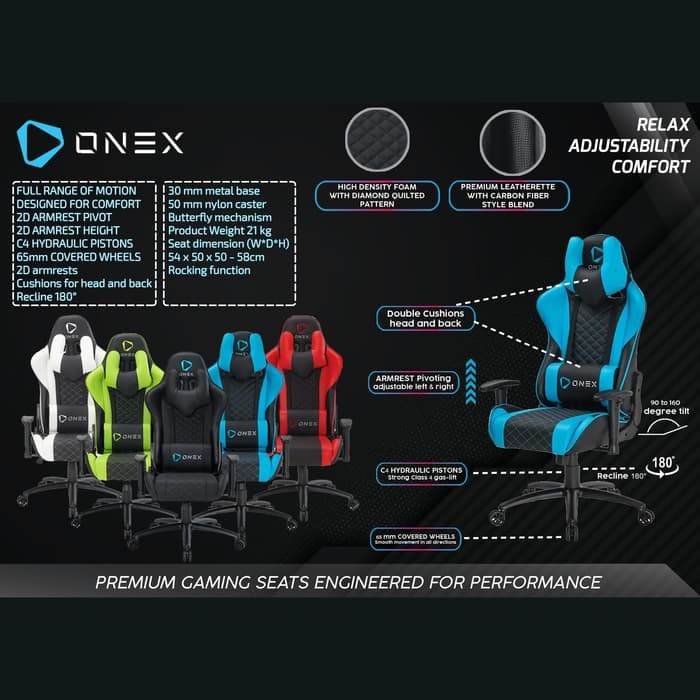 Kursi Gaming ONEX GX3 Premium Quality Gaming Chair Kursi - Merah