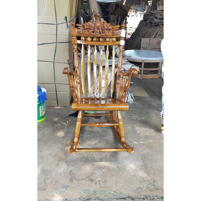 Kursi goyang jati garuda brawn