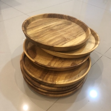 Nampan Baki 20cm Nampan Baki Bulat Kayu Wooden Tray 20cm