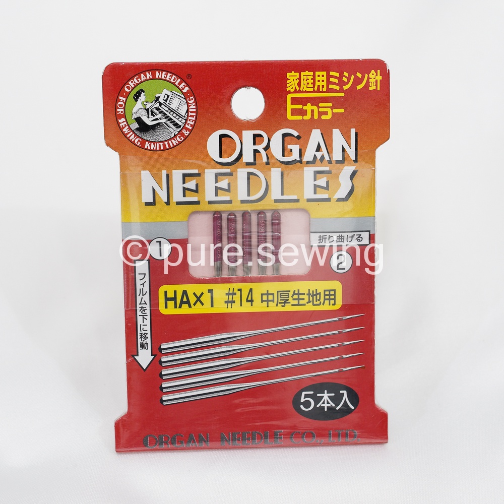 (High Grade) Jarum ORGAN Needles HA x 1 ukuran 14 untuk Mesin Jahit Tradisional, Mesin Jahit Portabel, Mesin Jahit Zigzag