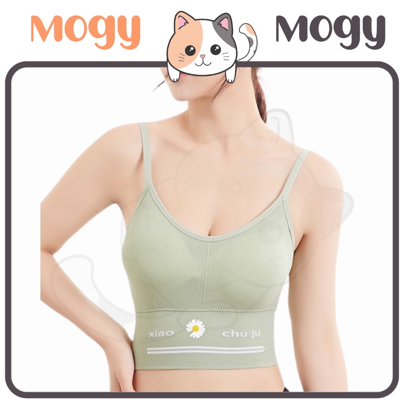 MOGYMOGY BRA534 Bra Tanpa Kawat Pakaian Dalam Wanita Polos Motif Bunga Tali Bra Olahraga Sportbra Gym