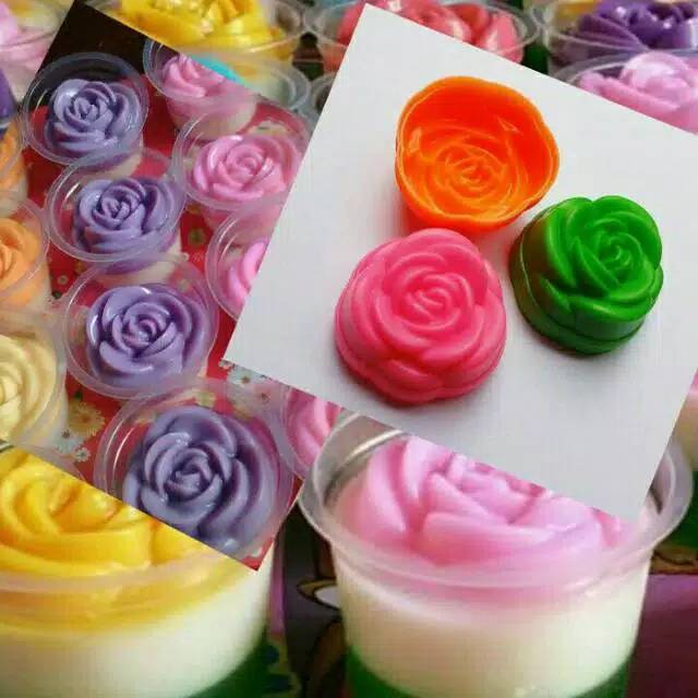 12 pcs Cetakan puding mawar cup mawar kecil / mini