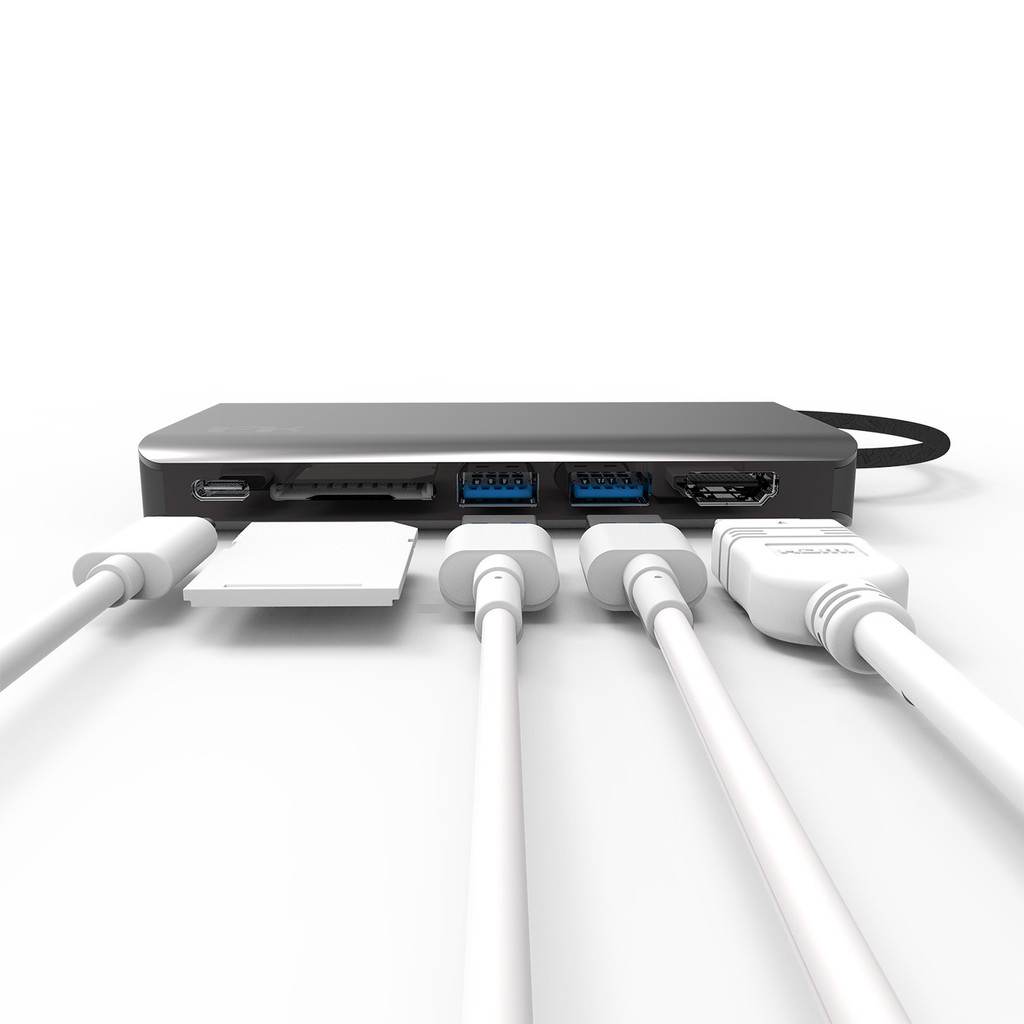 Feeltek 8 in 1 USB-C Portable Hub - Gray