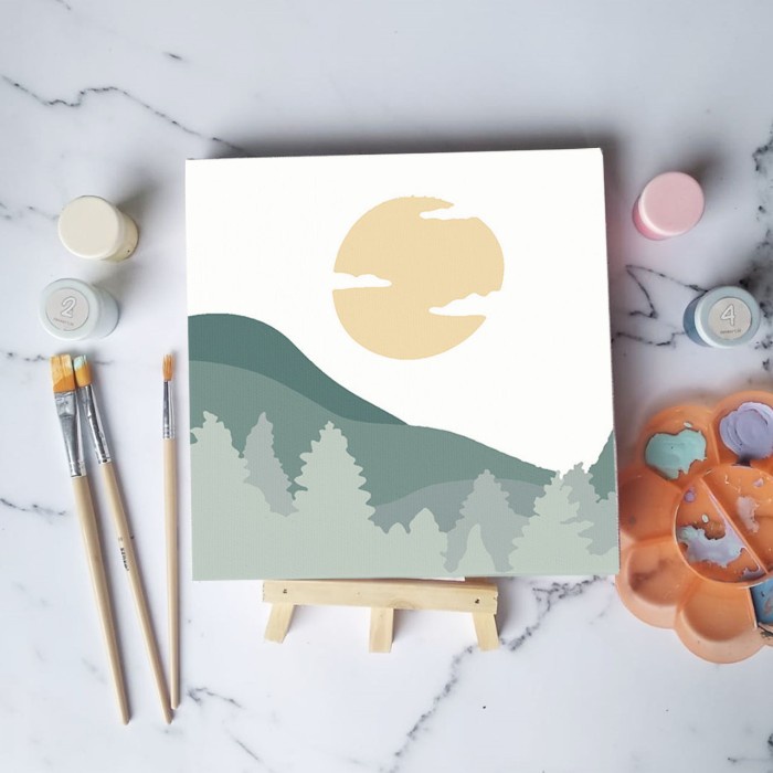 

(TERLARIS) Paint by number lukisan gunung mountain canvas 20x20 cm - mount01, 15x15cm