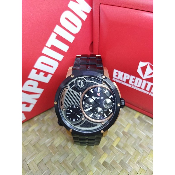 Jam Tangan Pria Expedition 6736 E6736 E6736 EXP6736 EXP 6736 Tali Besi / Stainless steel Dual Time