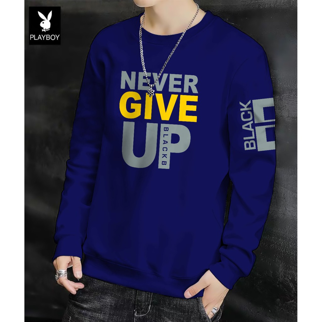 Promo Sweter Pria / Sweater Never Give Up / Kaos Pria Jumbo / Kaos Murah