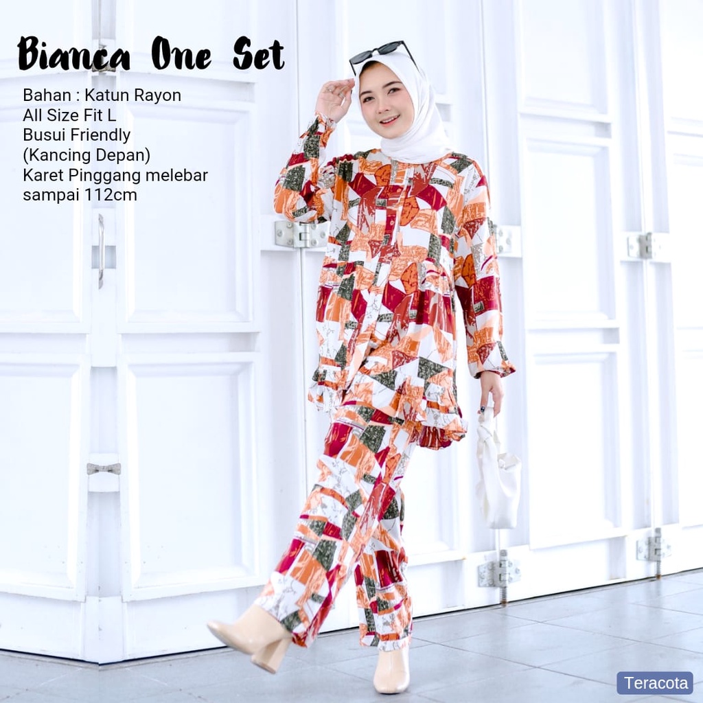 Piyama Dewasa - One Set Kekinian - Setelan Wanita Abstrak - Bianca One Set - One Set Katun Rayon