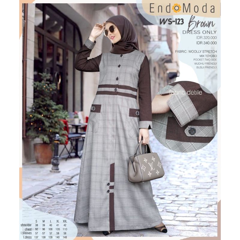 GAMIS MUSLIMAH ENDOMODA WS 123 BROWN