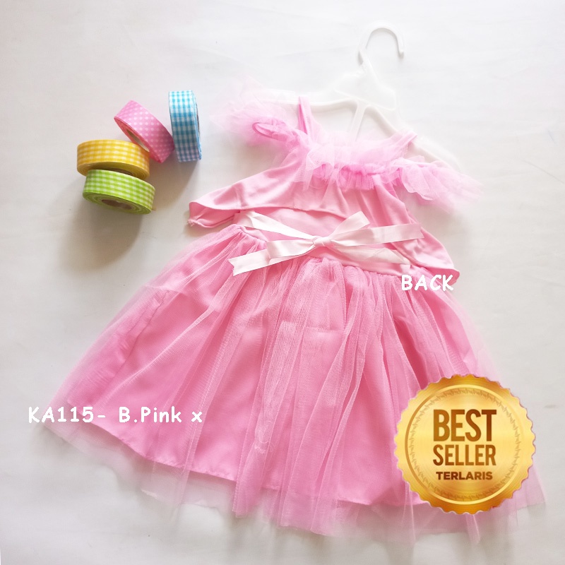 Dress Bayi NewBorn 6 12 Bulan Dress Sabrina Anak Warna Pink Kuning Salem Bahan Kaos Premium NB Baju Bayi Gaun Aqiqah Baptis KA115X