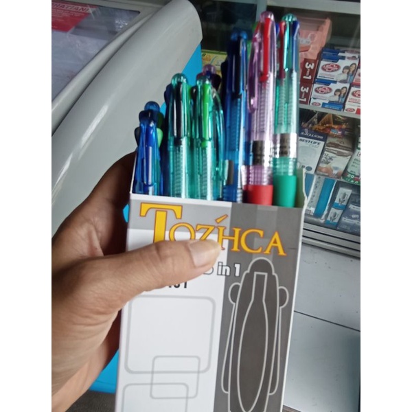 

(12pcs) Pulpen 4 Warna Tozhca Tinta Hitam Merah Biru Hijau 4 In 1/ pen warna / bolpoint warna warni / pulpen warna