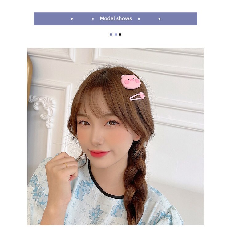 Aksesoris Jepit Rambut Poni Motif Kartun Bahan Akrilik Gaya Korea Untuk Anak Perempuan