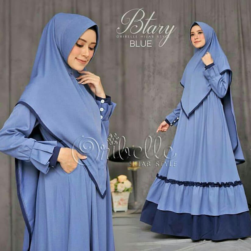 BTARY SYARI  BAHAN MOSSCRAPE (Free Hijab / Khimar) Gamis Muslim Baju Panjang Stelan Syari Polos 2021