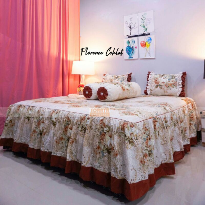SPREI SORAYA BEDSHEET RIMPEL FLORENCE SIZE 180X200X55