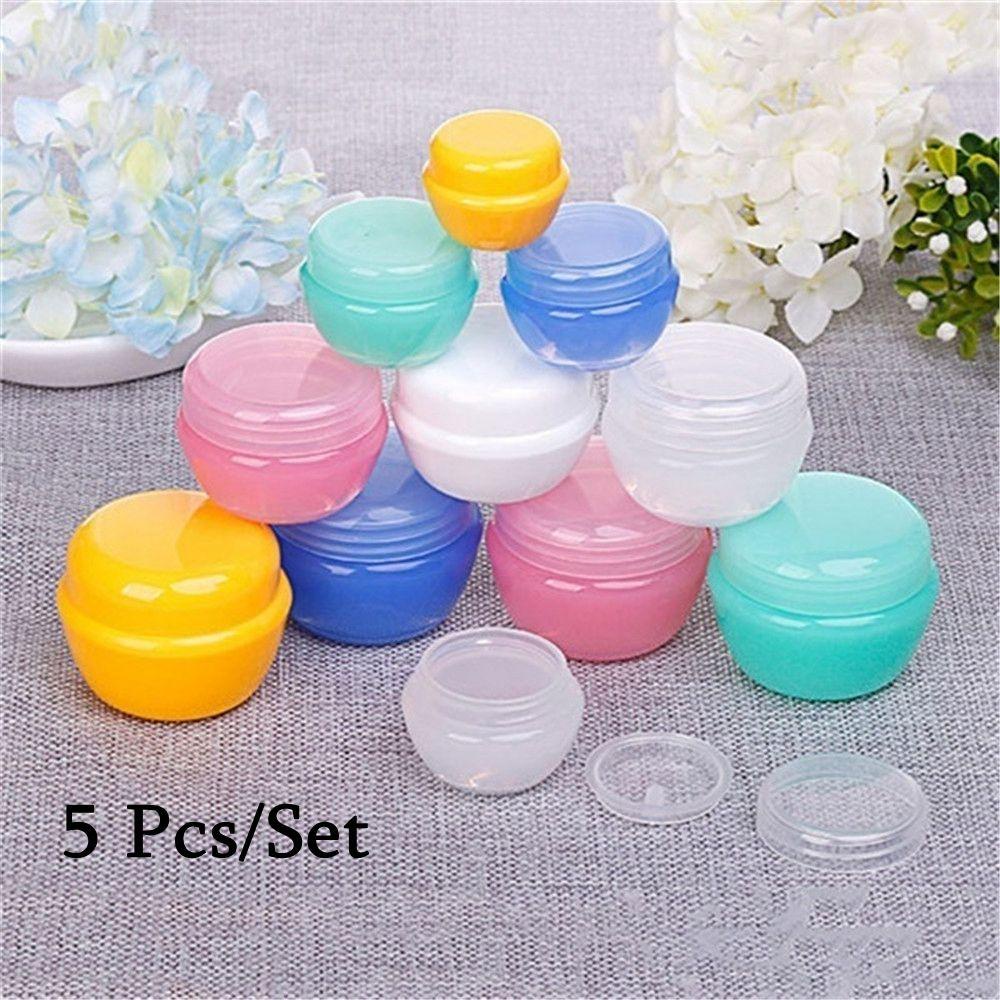 Solighter 5Pcs/lot 10g Pot Krim Wajah Portable Tempat Kosmetik Tutup Dalam Wadah Kosong