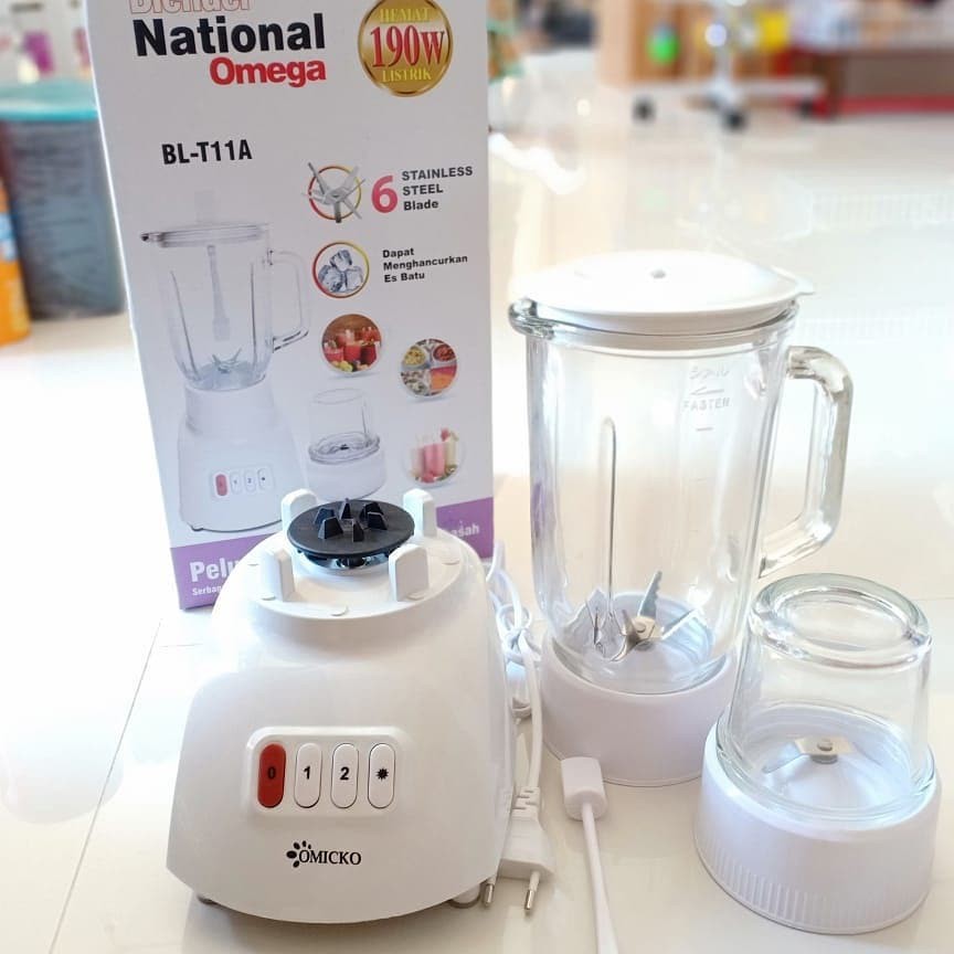 Blender National Omega Blender Kaca 2 in 1 National Quality -  Blender Berkualitas