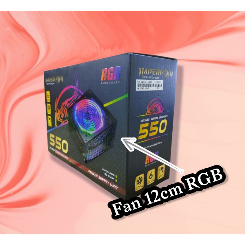 IMPERION POWER SUPLAY GAMING 550W RGB FAN RAINBOW plus 6PIN VGA garansi resmi satu tahun