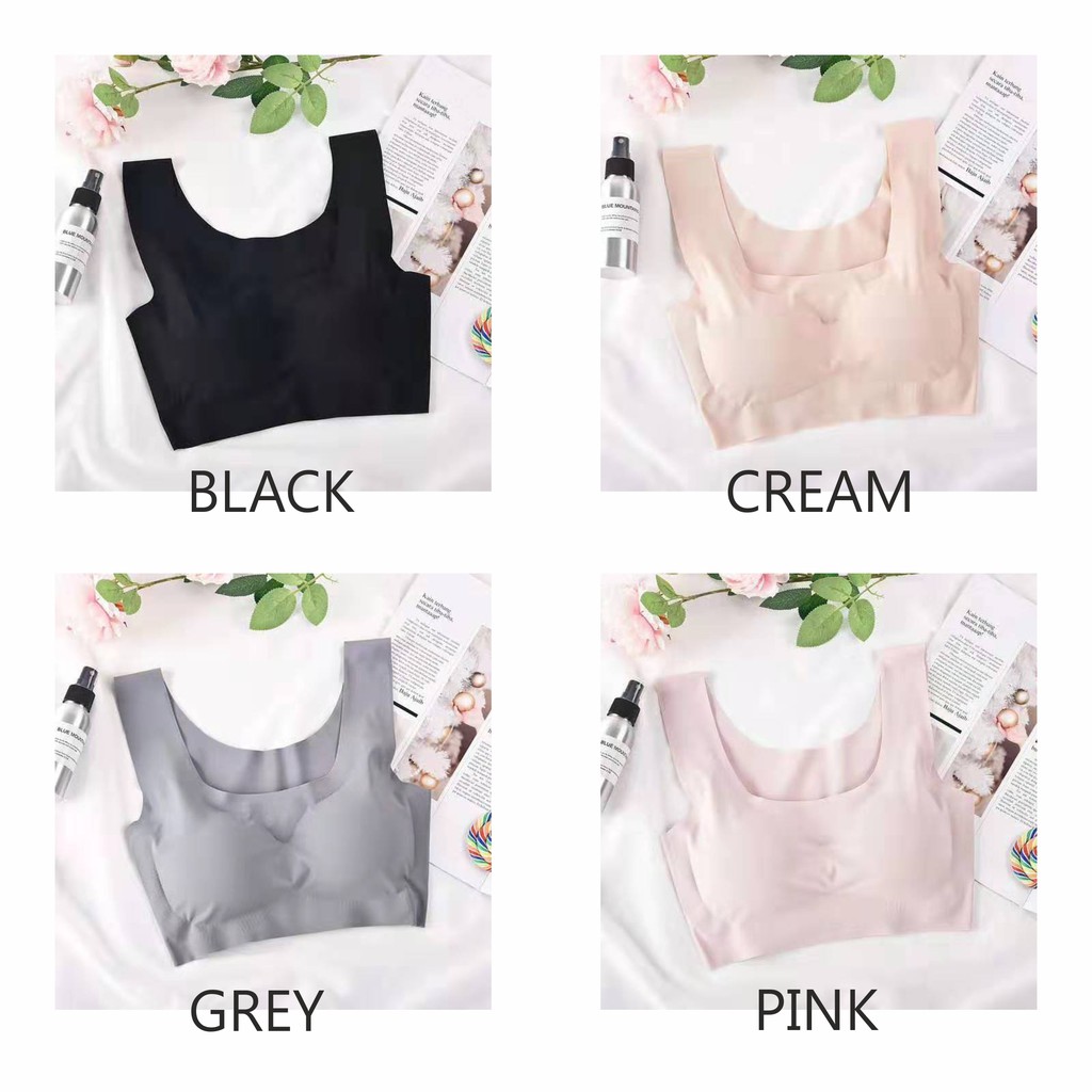 TOP Price  Bra Seamless Bahan Ice Silk Sport Bra Tanpa Kawat Pushup Pakaian Dalam Korea impor BRA01