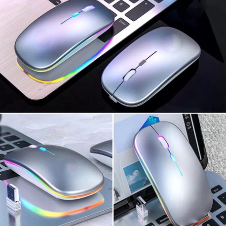 Bluetooth 5.1 + 2.4G Silent Wireless Mouse Rechargeable 1600 DPI RGB LED Backlit Isi Ulang Mouse Gaming-3