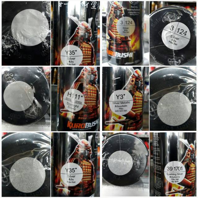 Samurai Paint Kurobushi Cat Semprot Pilox Pilok Varian Warna SILVER / PERAK (Silver Grey, Silver Metallic, Sparkling Silver, Vostok Silver, Premium Silver, Starlight Silver, UCY113 Silver, Hi-Temp Silver, dll ) 400cc/400ml