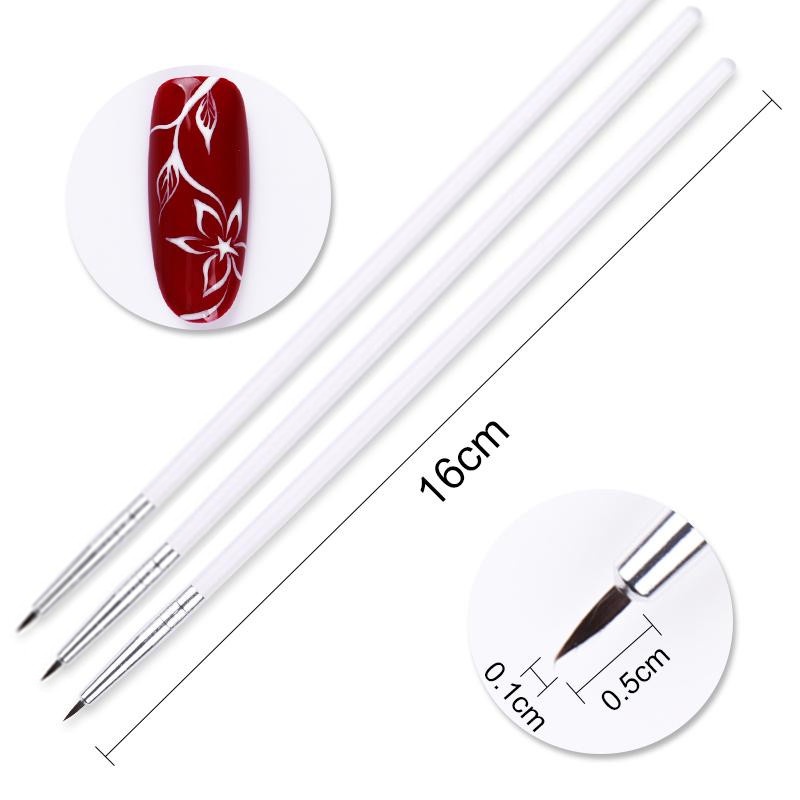 3pcs / Set Brush Nail Art UV Gel Akrilik Kepala Ganda