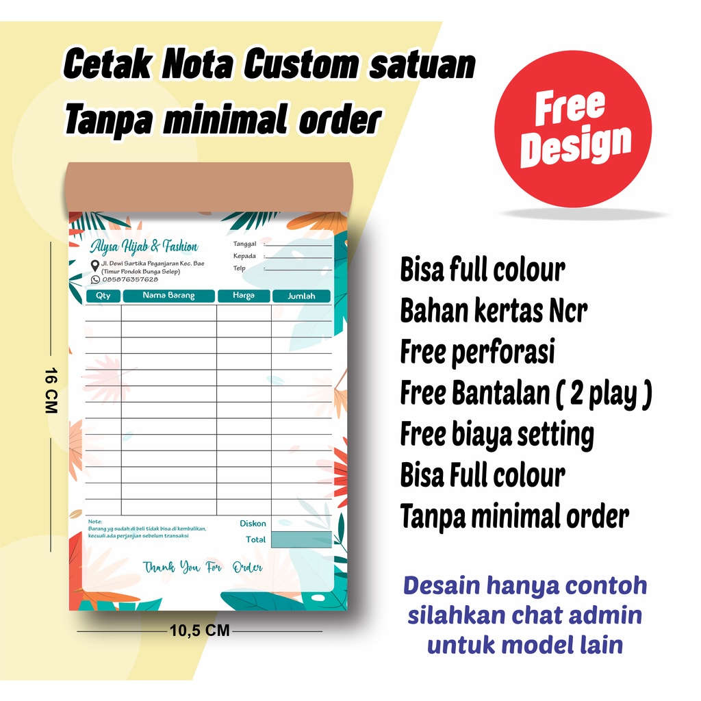 

CETAK NOTA - NOTA OLSHOP MOTIF BUNGA -- 2 PLY - RANGKAP -- PERCETAKAN CUSTOM FREE DEIGN