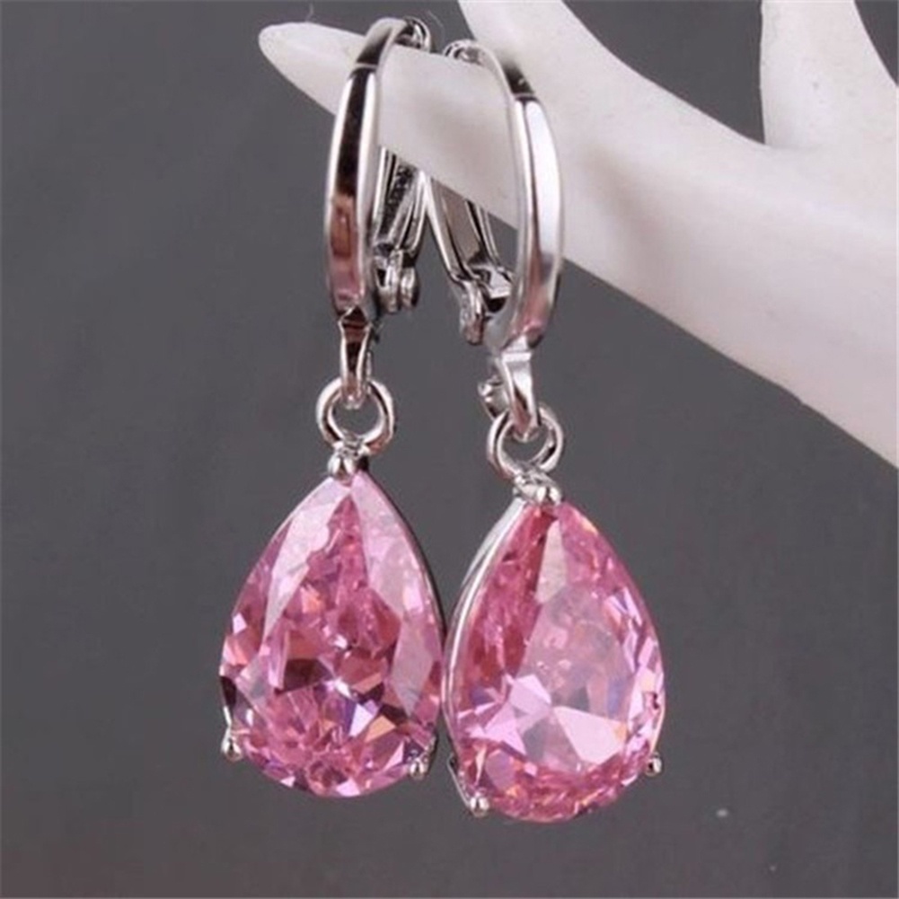 Hu Hu Hu Hu Hu Alat Bantu Pasang Kacamata♡ Anting Tusuk Gantung Desain Tetesan Air Hias Cubic Zirconia Untuk Wanita