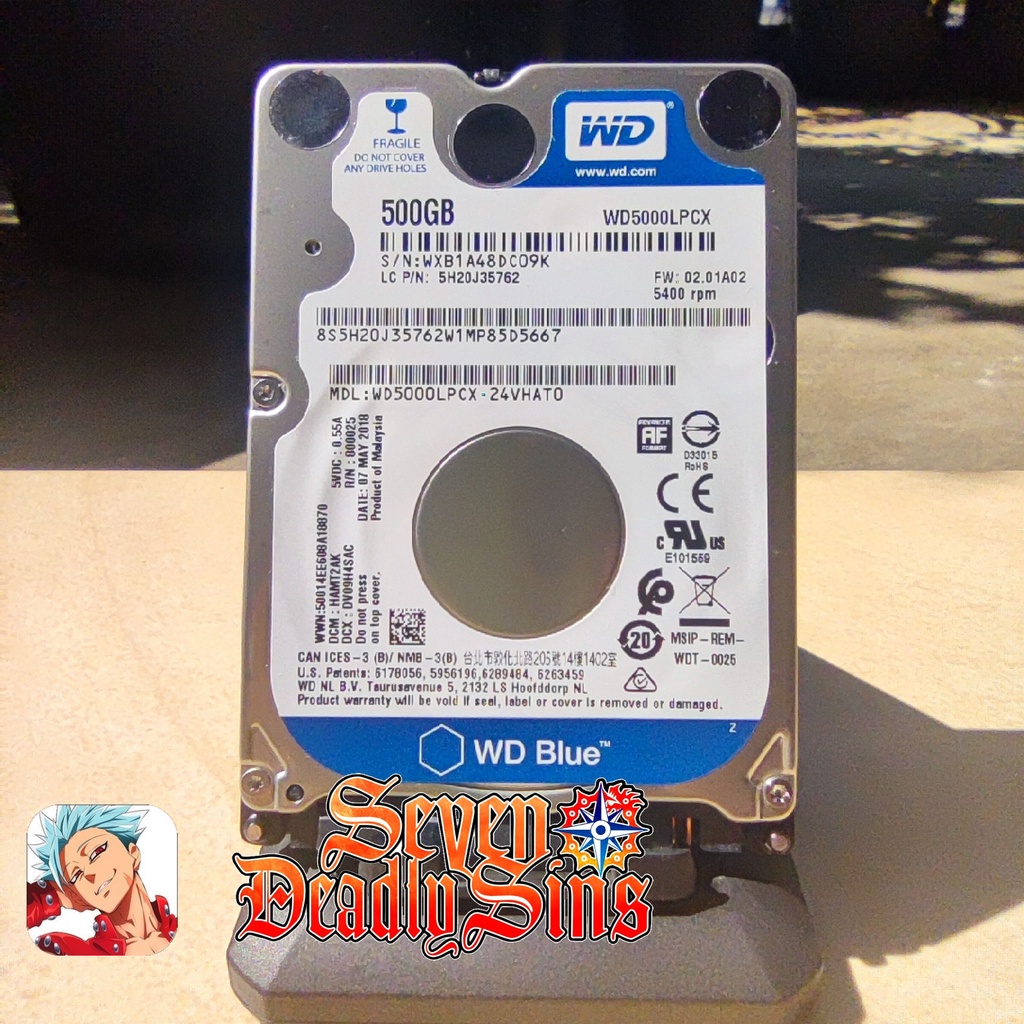 ORIGINAL HARDDISK INTERNAL WESTERN DIGITAL HDD SLIM 2.5" SATA WD BLUE 500GB WD5000LPCX-24VHAT0 for P