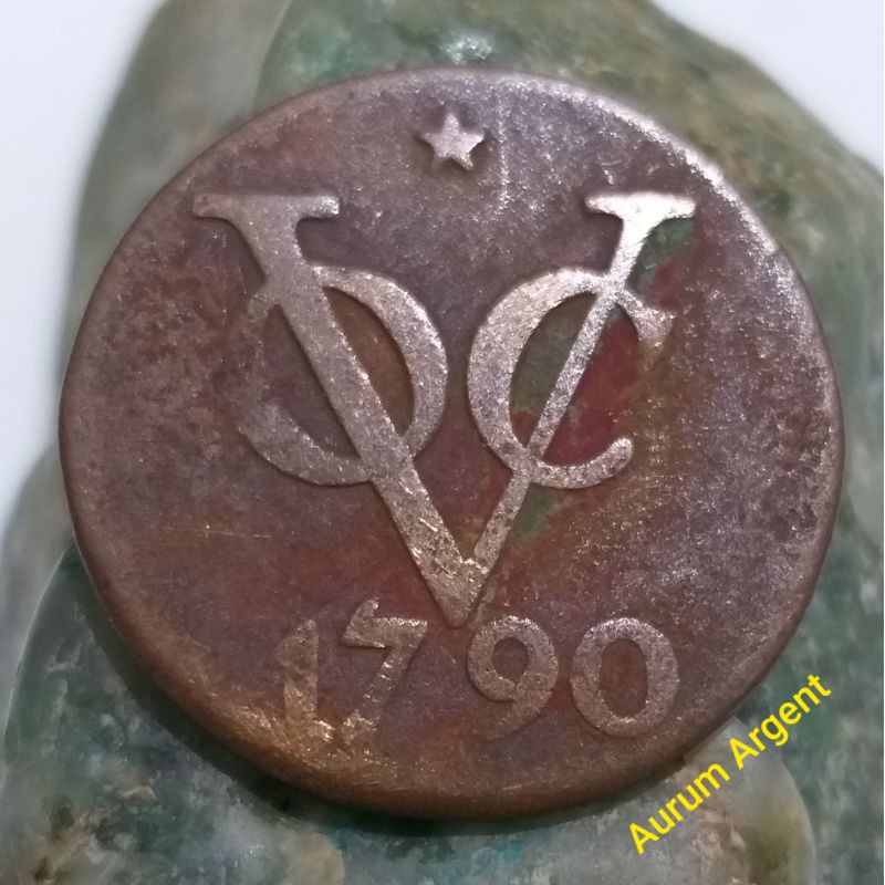 SVOC.3-- 1 PC KOIN TEMBAGA KUNO ASLI 2 DOIT VOC TH 1790. --- COPPER COIN ---