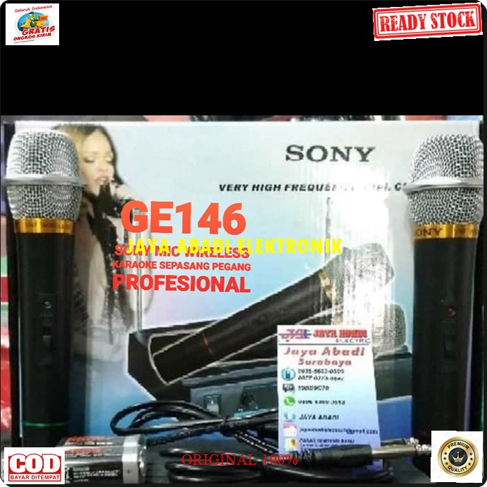 G146 SONY mic wireless karaoke mik sepasang mikrophone Wireles dual pegang microphone pro suara audio sound sistem vokal vocal professional panggung dj studio G146  Sepasang mic pegang  jarak mic bisa pakai sampe 20-40 meter.  BISA DIPAKAI KE SEGALA ALAT