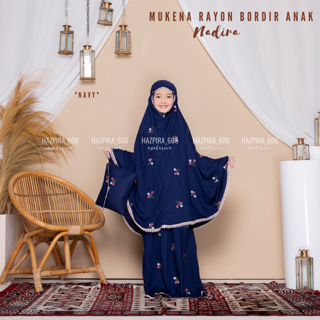 MUKENA ANAK KATUN RAYON BORDIR NADIRA UMUR 5-15 TAHUN