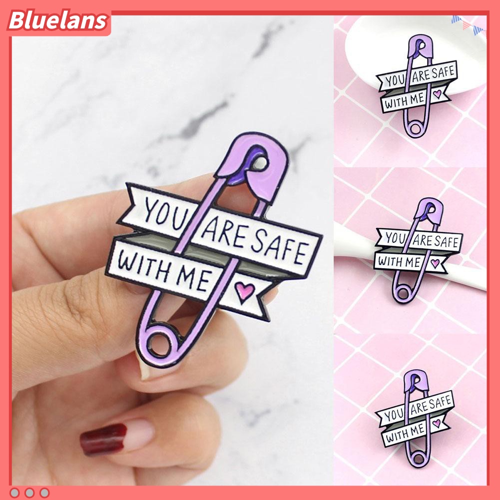 Bluelans Fashion Letters YOU ARE SAFE WITH ME Alloy Enamel Brooch Pin Badge Clip Gift