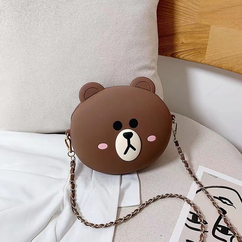 Jual Kartun tas beruang lucu tas kurir beruang coklat silikon tas bahu