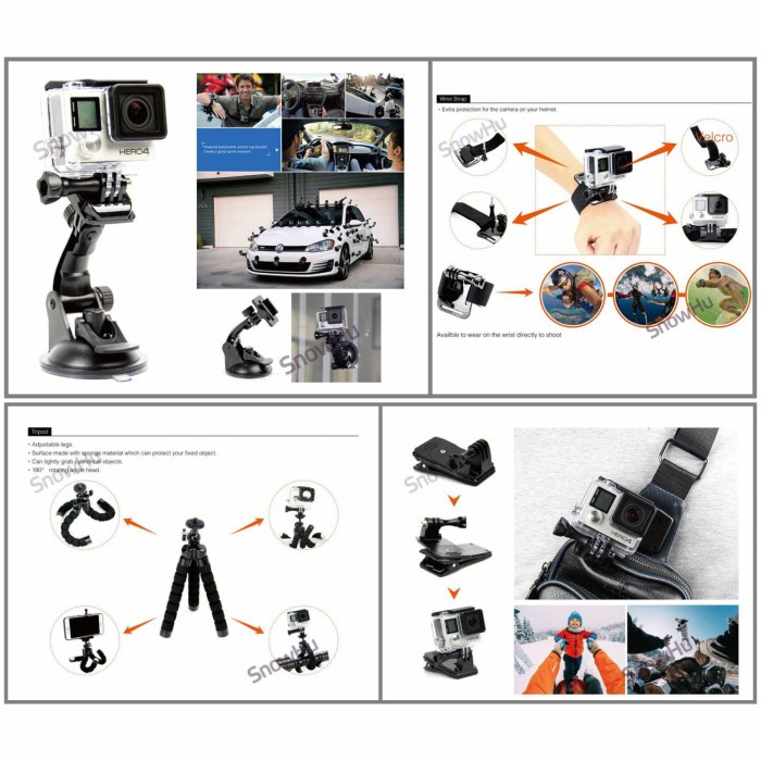 Paket Aksesoris Action Camera GoPro Xiaomi Yi Full Set Super Lengkap - TaffSTUDIO