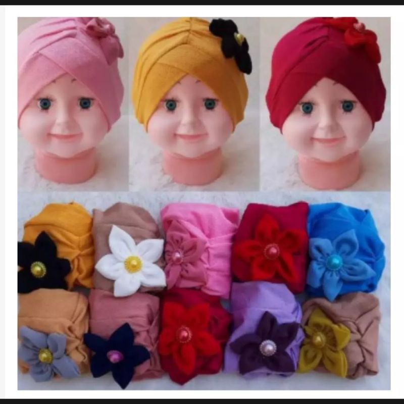 Turban Milea Anak Bayi Perempuan Intsan  0 – 3 Tahun Ciput Newbron 6 – 12 Bulan