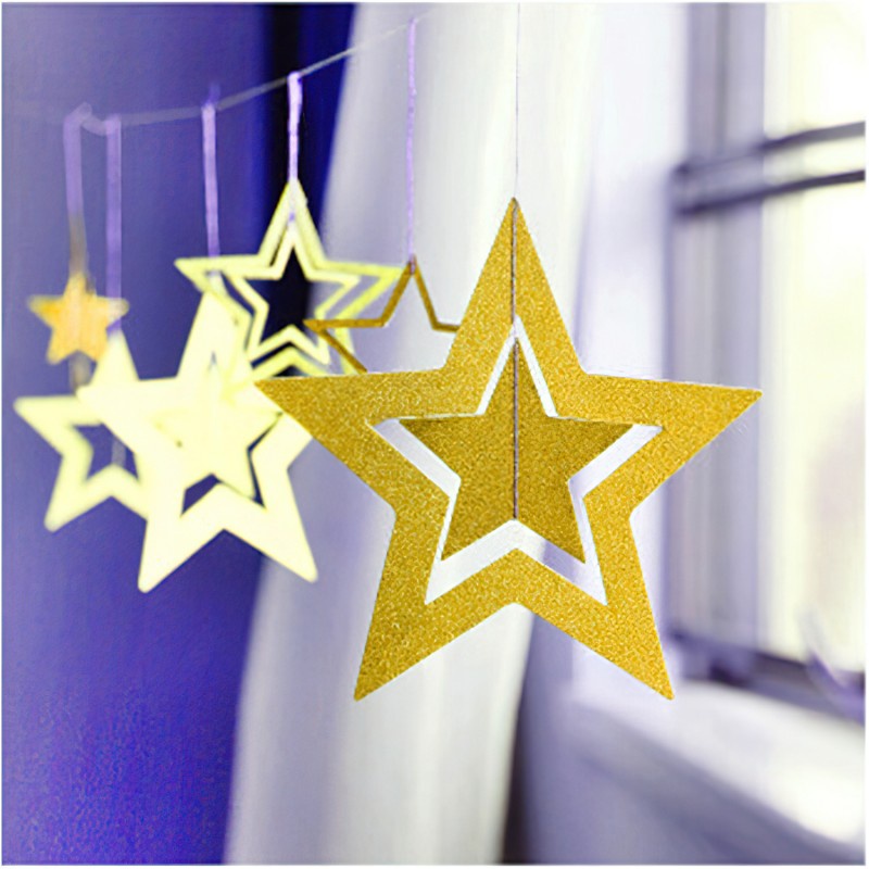 7 Pcs Ornamen Spanduk Desain Pentagram Untuk Dekorasi Natal