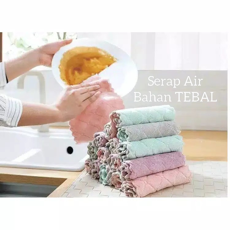 [READY STOK]LC 056 Kain Lap Microfiber TEBAL ANTI MINYAK Serap Air Kain Lap Dapur Meja Piring Tangan