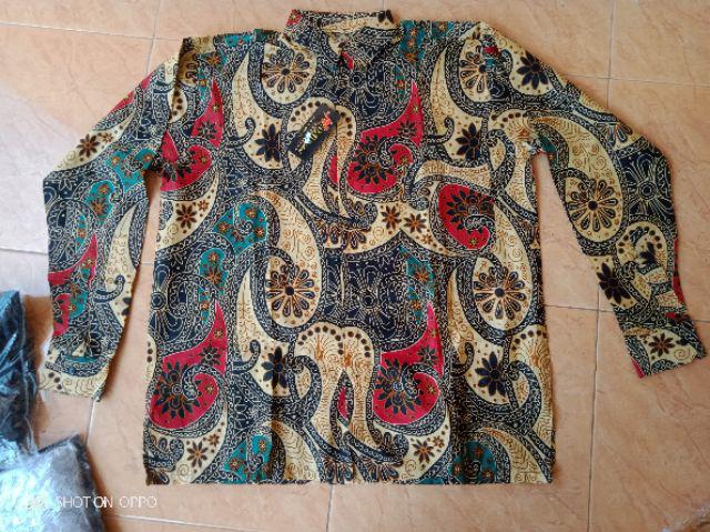 Nabila Batik Jumbo M / 10xl Kemeja Lengan Pendek Motif Kawat Coklat Murah Batik Jumbo