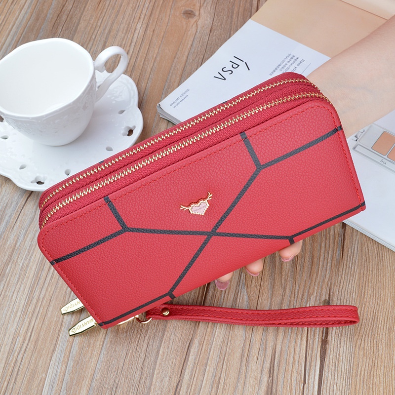 DOMPET PANJANG WANITA IMPORT 2 RESLETING KULIT HITAM PIRLA WA482B5 ORI TALI PENDEK BESAR MUAT HP KARTU UANG KOIN REMAJA KEKINIAN MURAH CEWEK FASHION KOREA PREMIUM