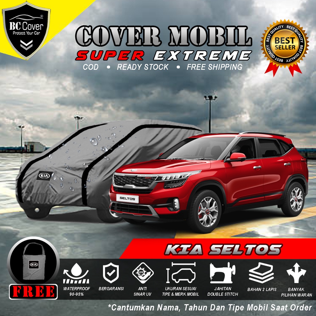 Body Cover Mobil Kia Seltos Outdoor Waterproof / Sarung Mobil Kia Seltos Waterproof / Selimut Tutup Penutup Mantol Kerudung Mantel Mobil Seltos Waterproof Outdoor Anti Air