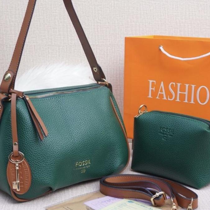 [DISCOUNT HGK69] CAKEP Tas BAHU Wanita FOSIL 2 in 1 Tas HOBO + Selempang FSL Kirim Sekarang